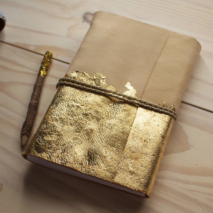 gold leaf smoke deer leather journal by chubbawuck