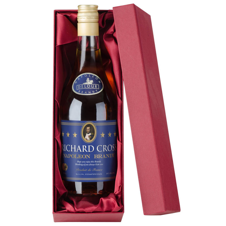 personalised brandy in a silk box by jonny's sister