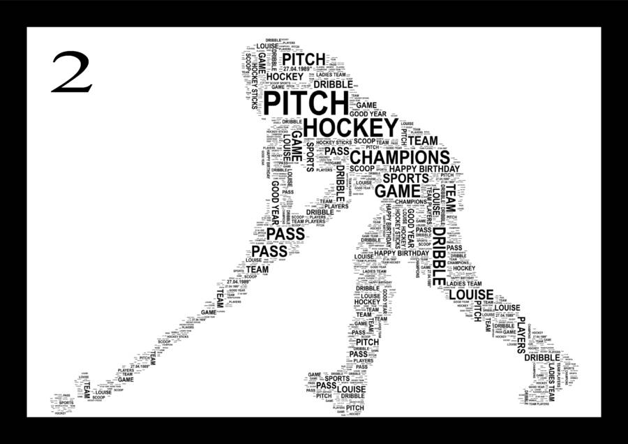 hockey player personalised sports word art print by uniquely your word