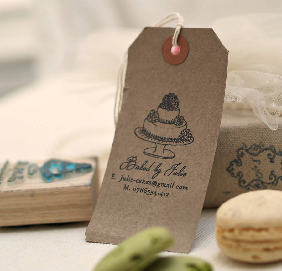 'baked by…' cake rubber stamp by pretty rubber stamps