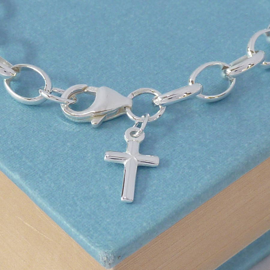 handmade silver cross charm bracelet by handmade by helle