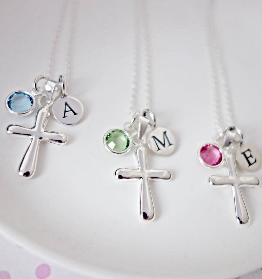 christening necklace with birthstone by sophie jones jewellery