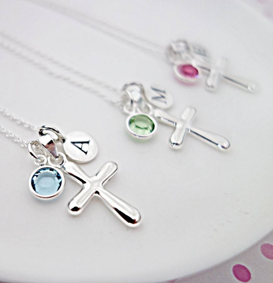 christening necklace with birthstone by sophie jones jewellery