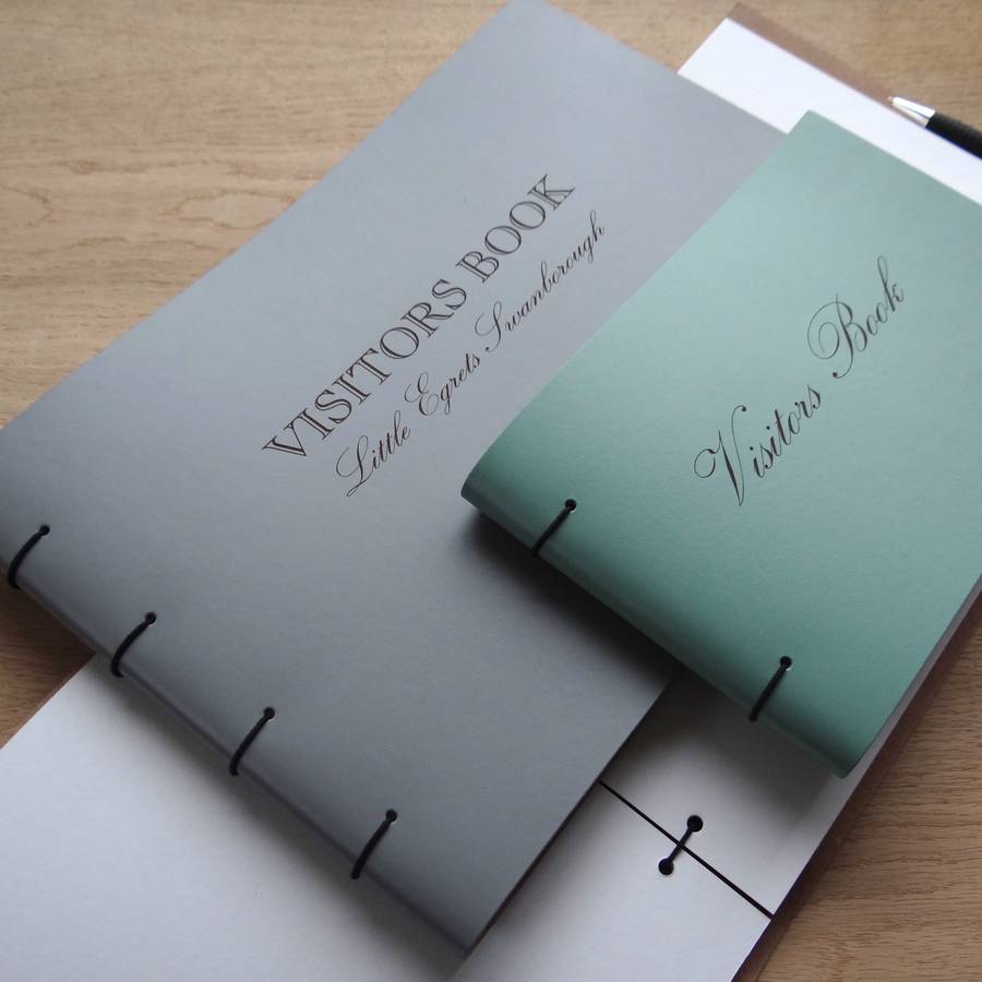 engraved leather visitors book by artbox
