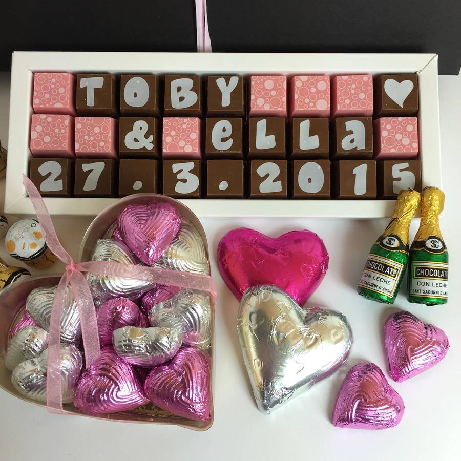 Ideas Wedding Gift Hampers large personalised chocolate wedding gift ...