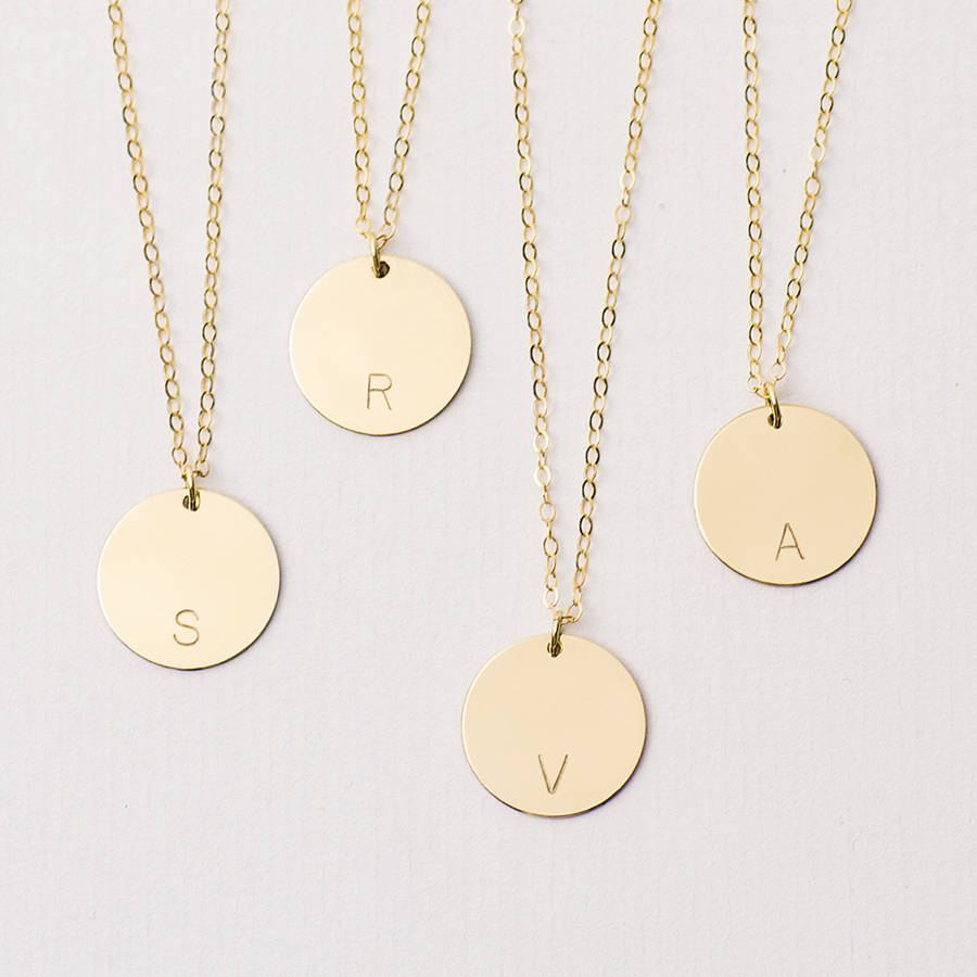 personalised long disc necklace by jewellery