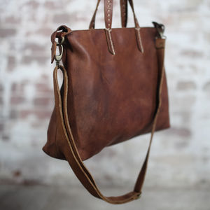 Rustic Brown Leather Lea Bag By Freeload Leather Accessories