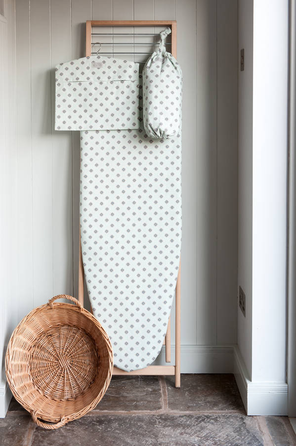 garden green grey ironing board cover by cottage in the hills