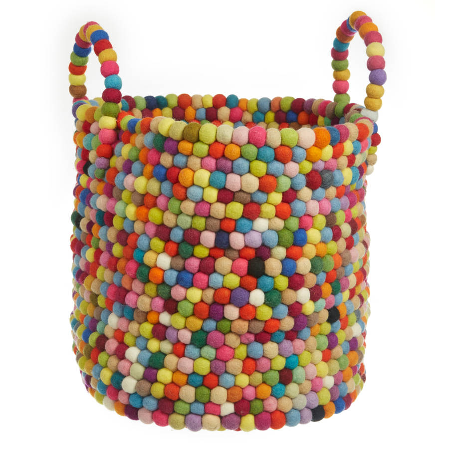 handmade felt multicoloured basket by felt so good