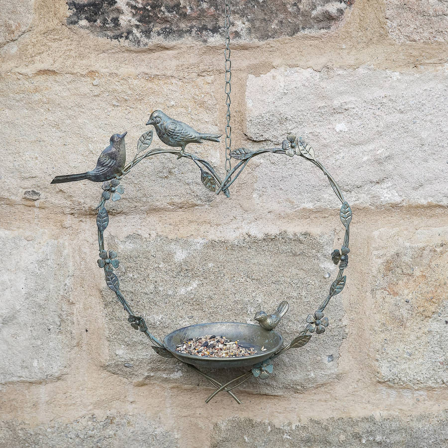 hanging heart bird dish by dibor
