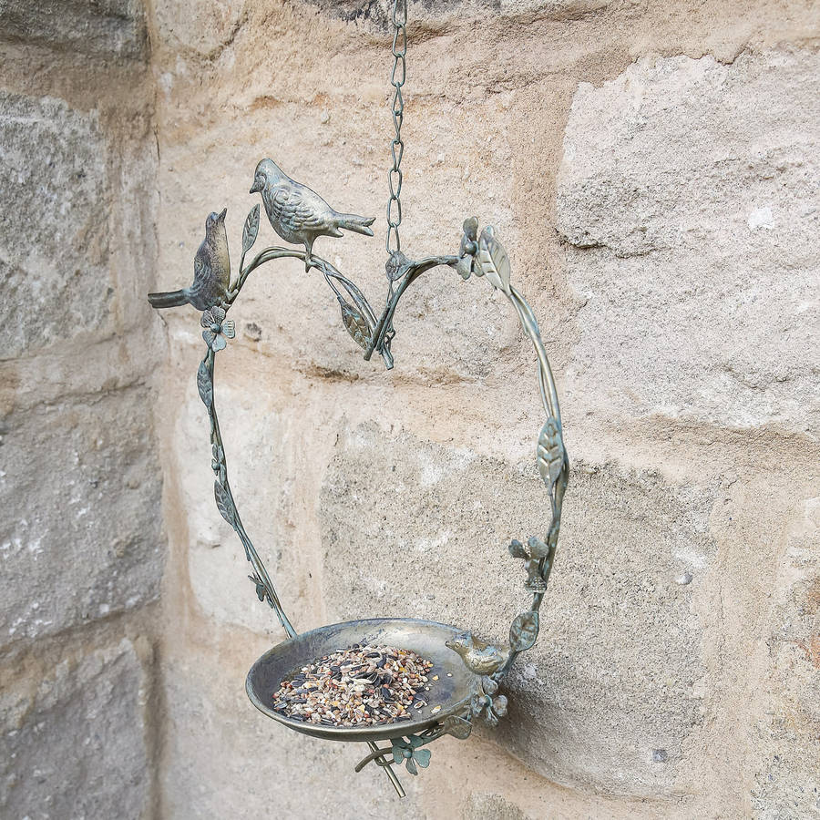 hanging heart bird dish by dibor