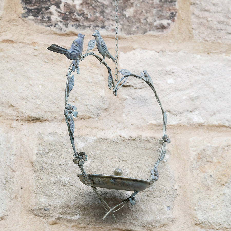 hanging heart bird dish by dibor