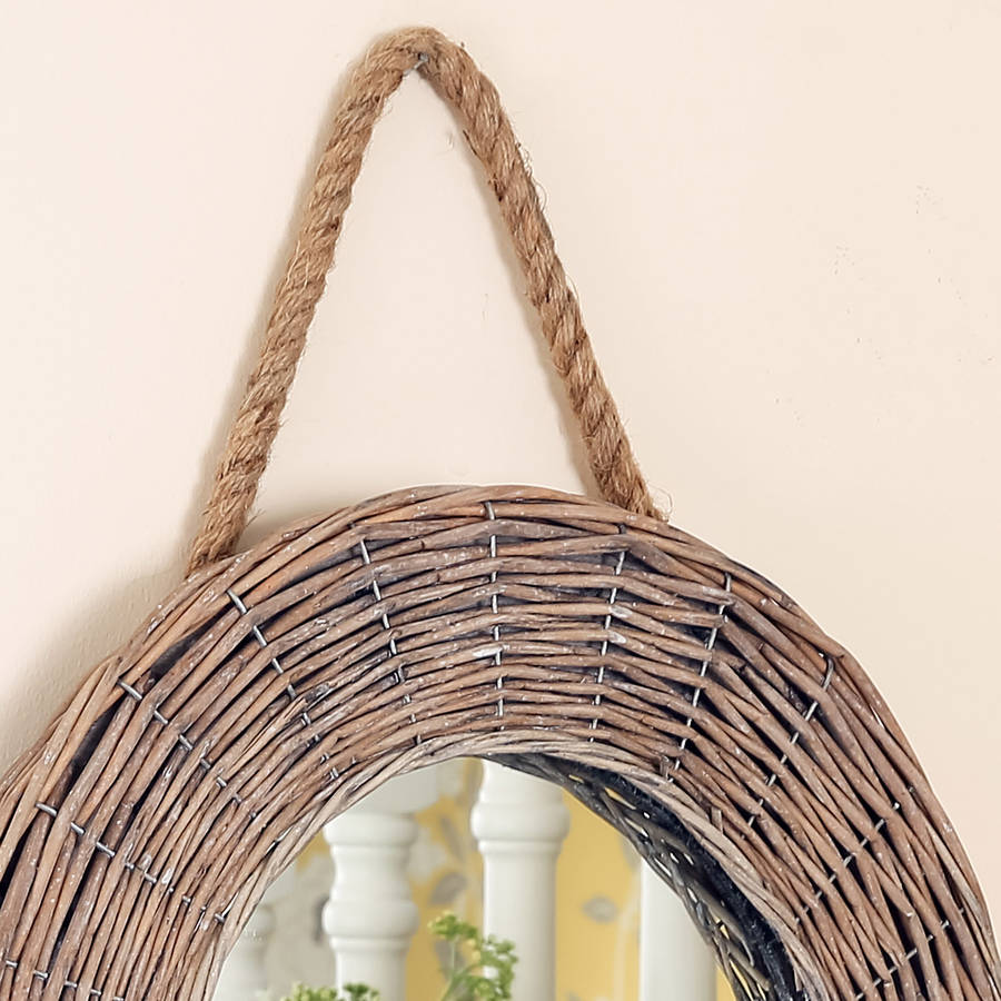 farmhouse circular wicker mirror by dibor