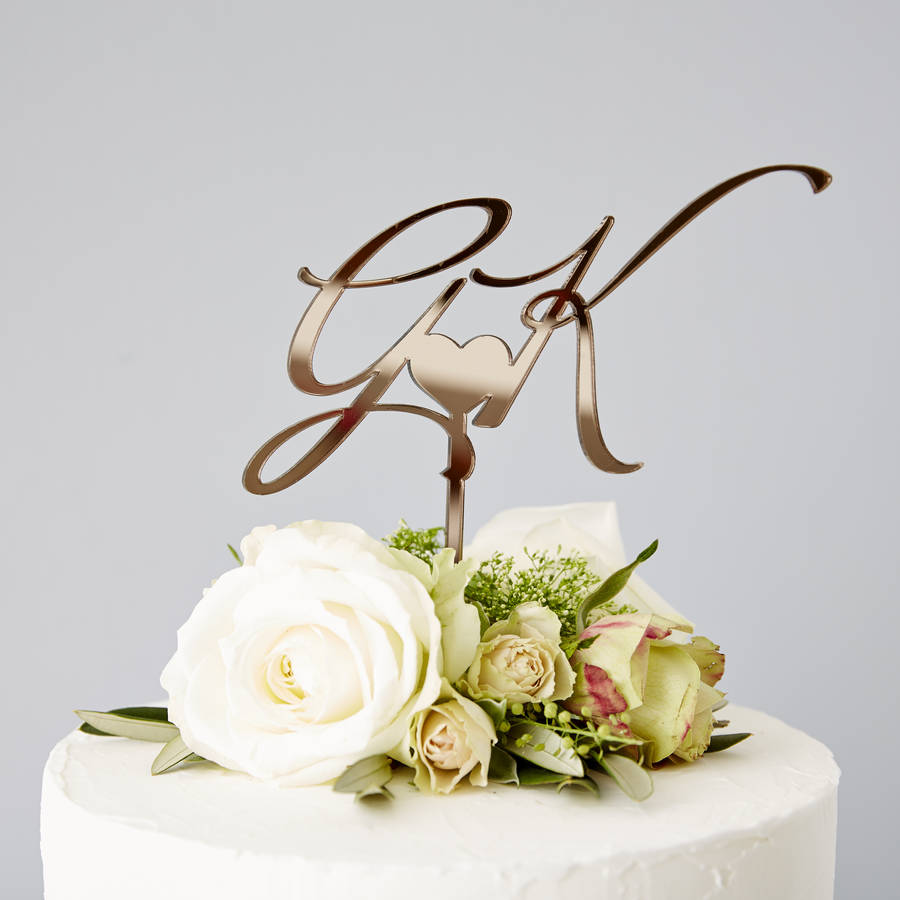 Elegant Personalised Initials Wedding Cake Topper By