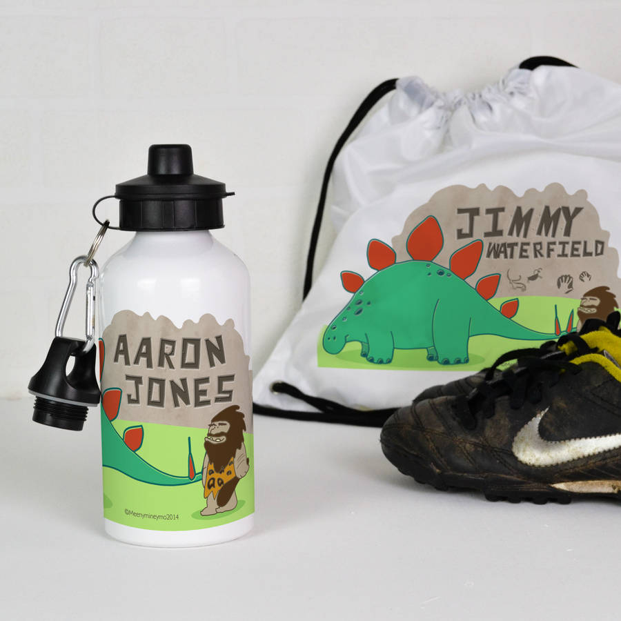 personalised dinosaur water bottle by meenymineymo