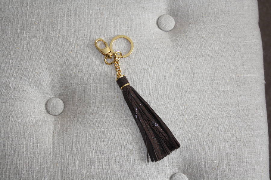 handmade leather tassel key ring charm by diddywear