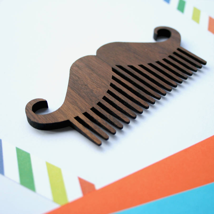 personalised wooden beard and moustache comb by wood paper scissors