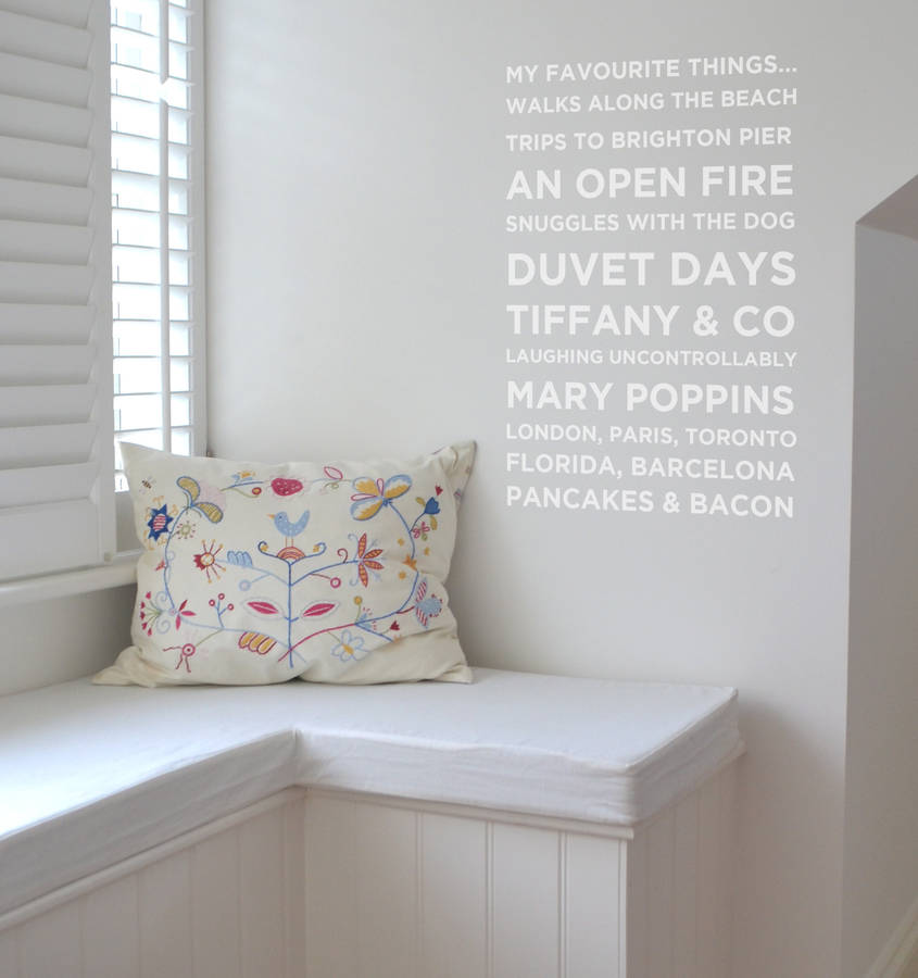 personalised wall sticker 'my favourite things' by leonora hammond