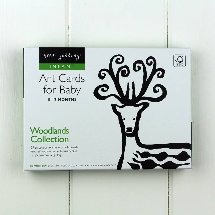 Black And White Baby Flash Cards Woodland Animals By Nest