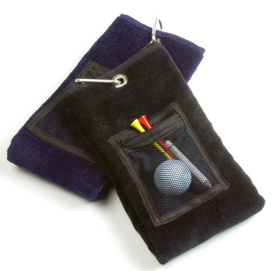 personalised zip pocket golf towel by duncan stewart
