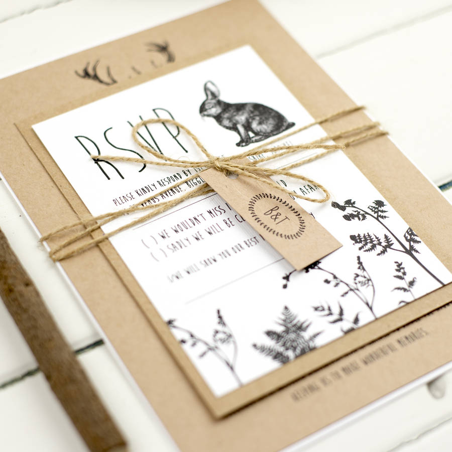 enchanted forest wedding invitation by russet and gray
