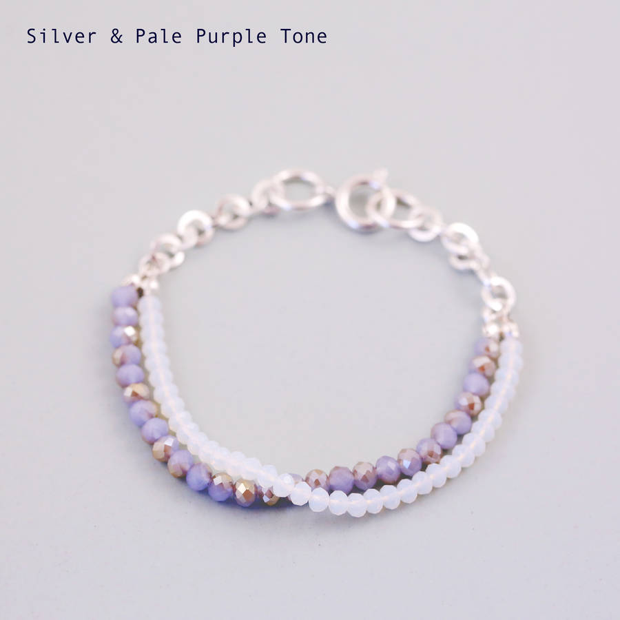 glitter bead link charm bracelet by j&s jewellery