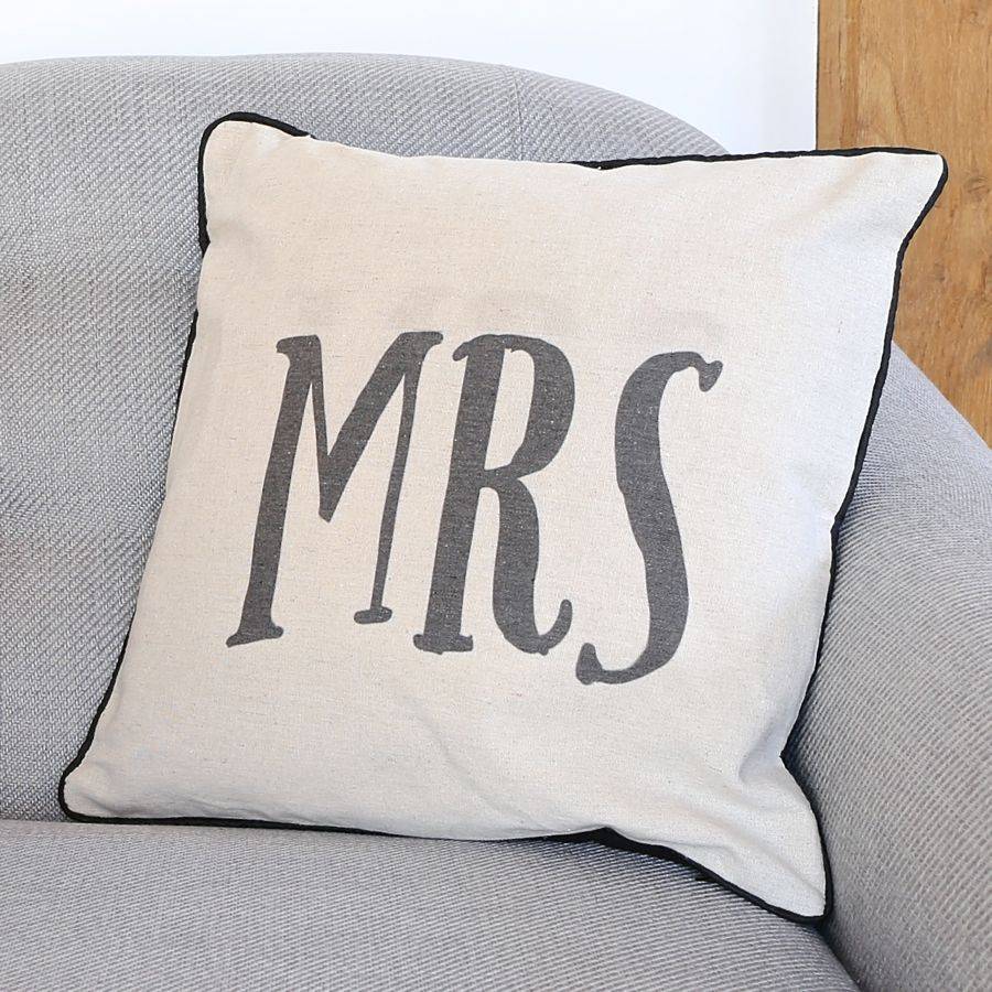 linen mr and mrs cushions by lisa angel homeware & gifts