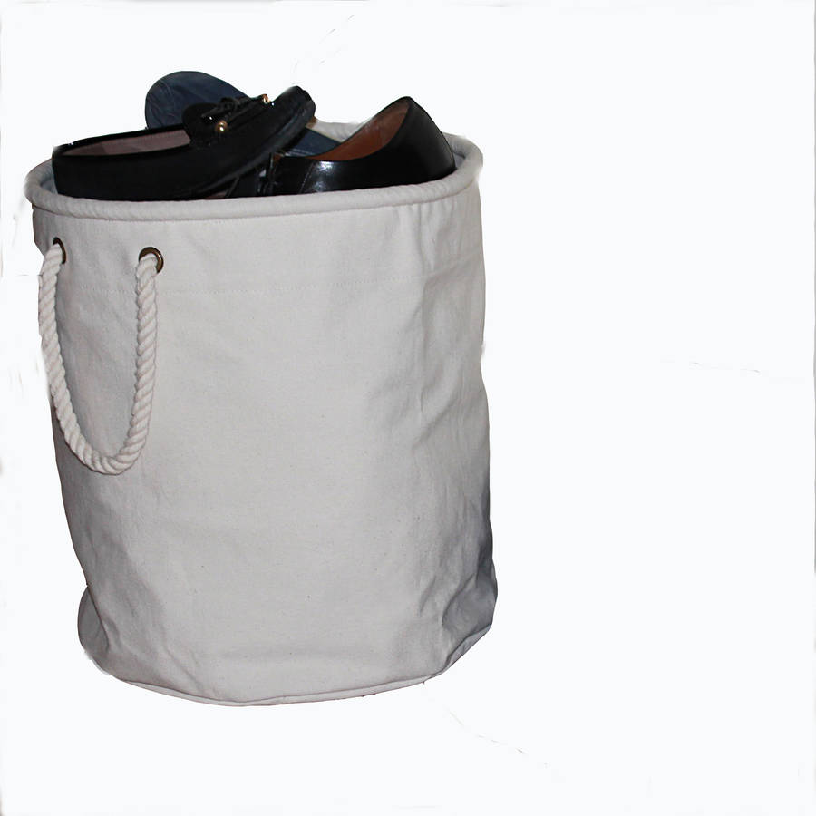 canvas shoe storage bucket by the original canvas bucket bag company