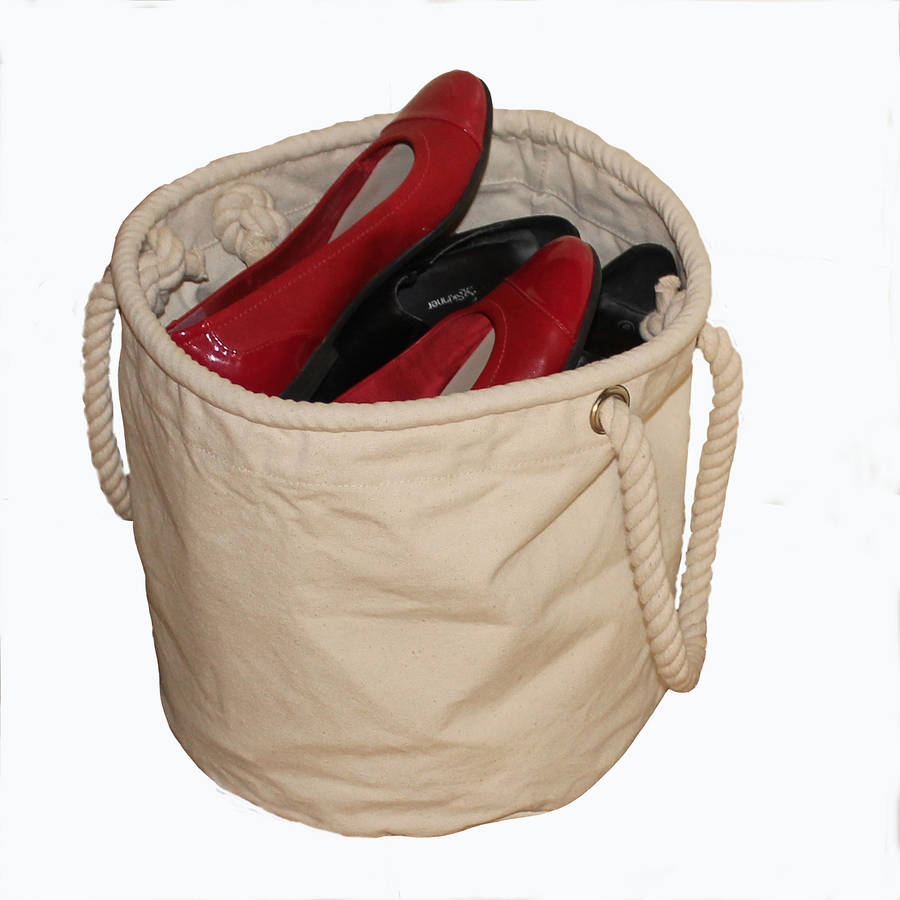canvas shoe storage bucket by the original canvas bucket bag company