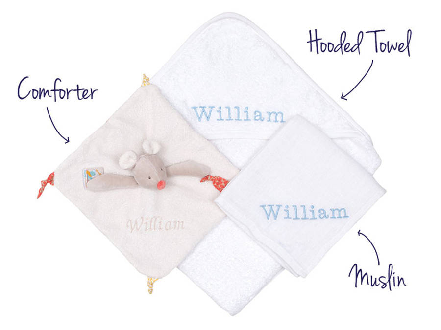 baby's personalised embroidered gift set by home by merci maman