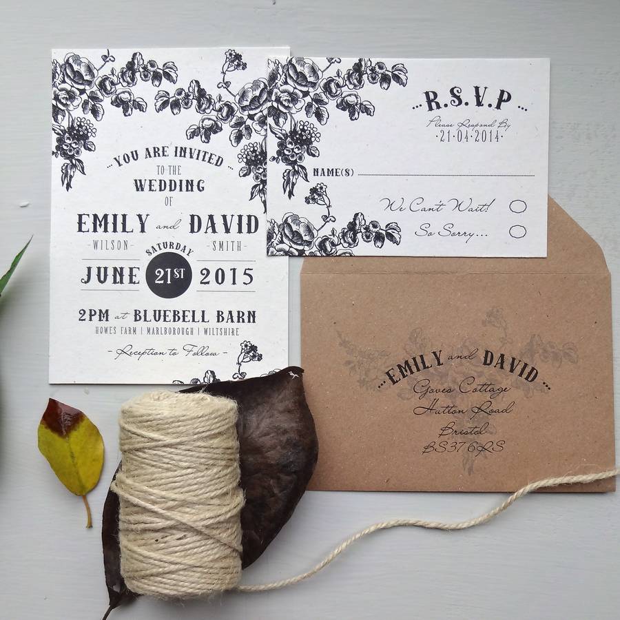 barn and branch wedding stationery by sweet pea sunday