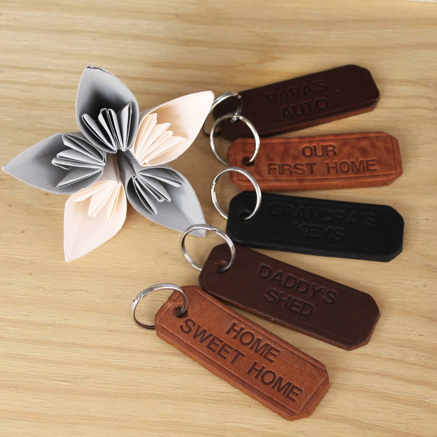 personalised embossed leather keyring by posh totty designs creates