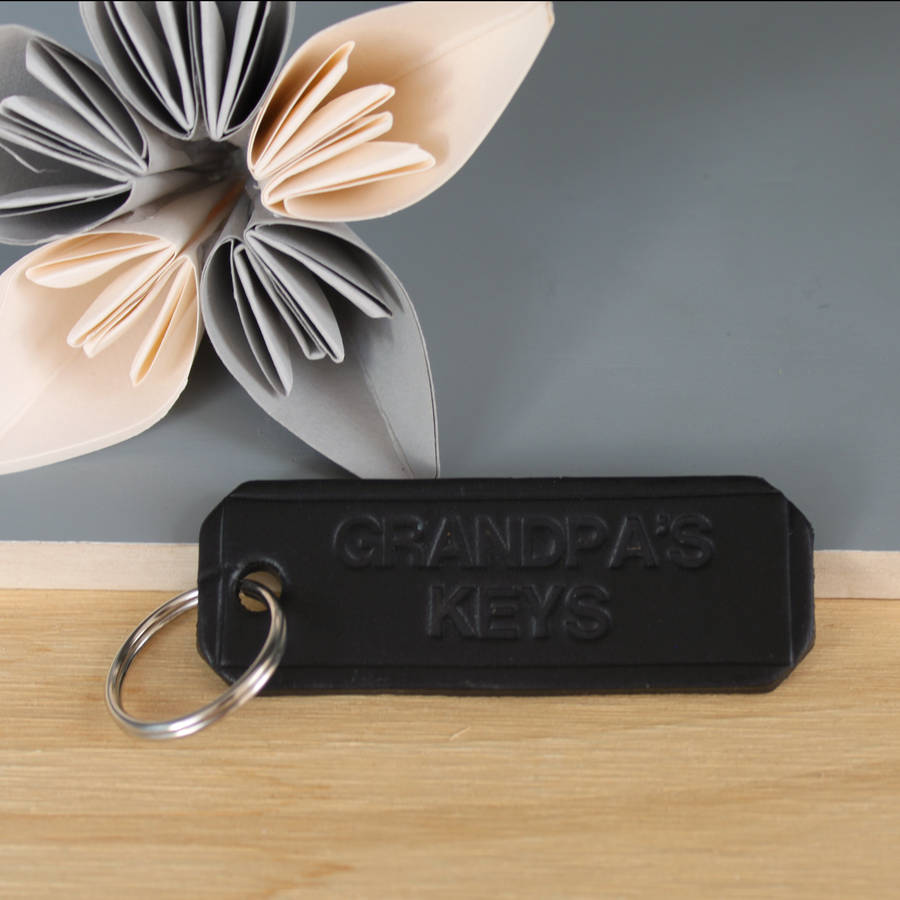 personalised embossed leather keyring by posh totty designs creates