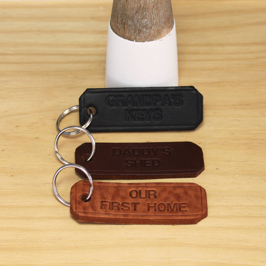 personalised embossed leather keyring by posh totty designs creates