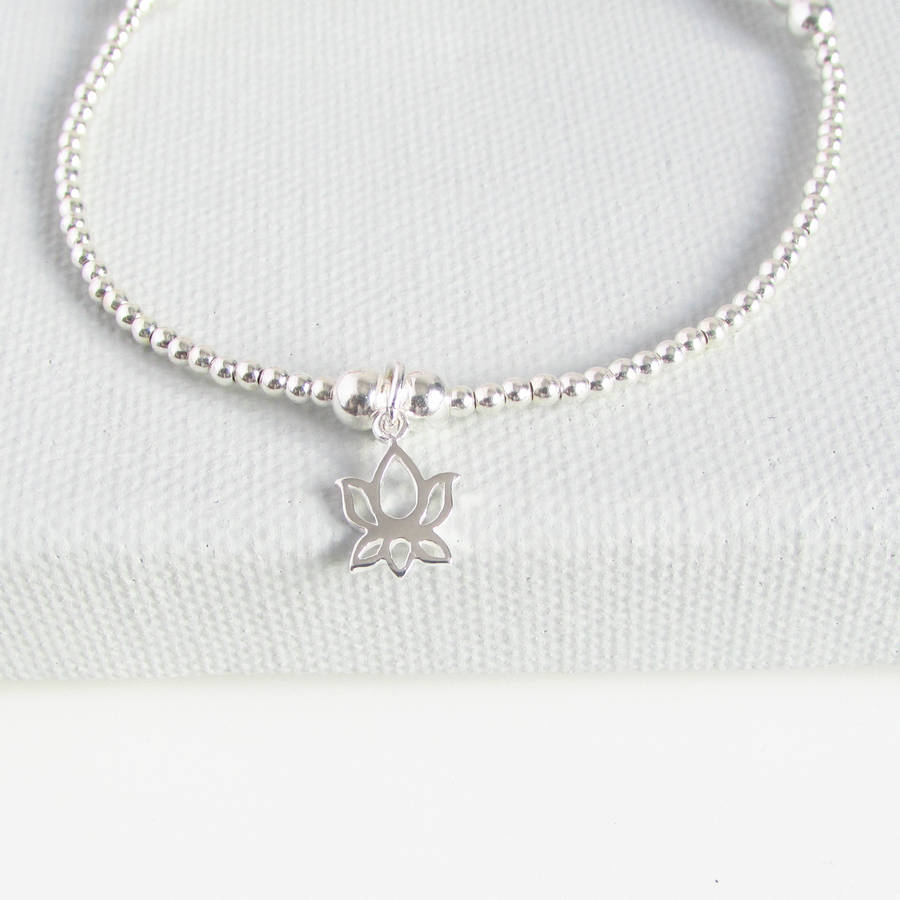 sterling silver lotus flower beaded bracelet by evy designs