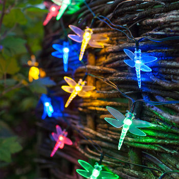 dragonfly solar lights fairy coloured multi lights4fun notonthehighstreet