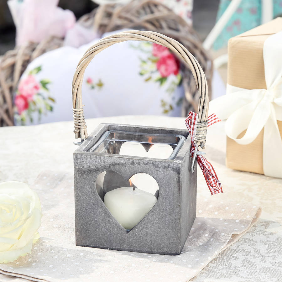 french grey heart candle holder by dibor