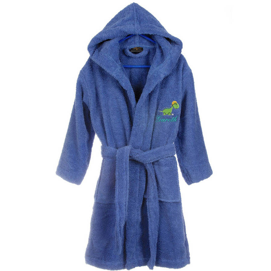 personalised boy's hooded bathrobe by duncan stewart textiles