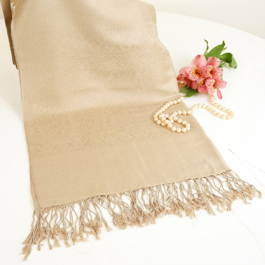 Beige Pashmina Shawl By Dibor | Notonthehighstreet.com