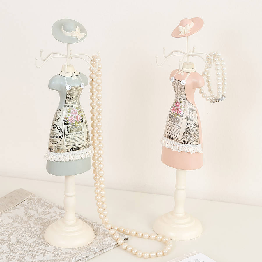 set of two vintage ladies in hats jewellery stands by dibor
