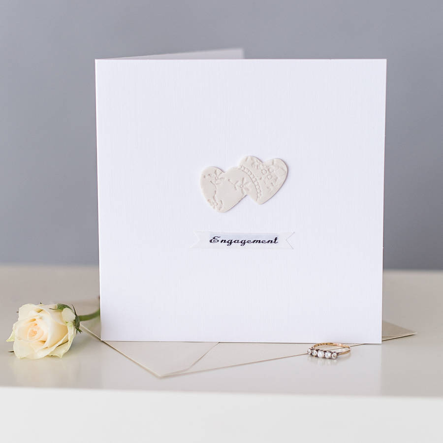 ceramic heart keepsake engagement card by abby monroe