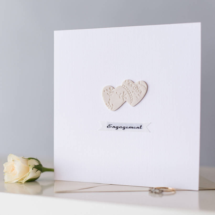 ceramic heart keepsake engagement card by abby monroe