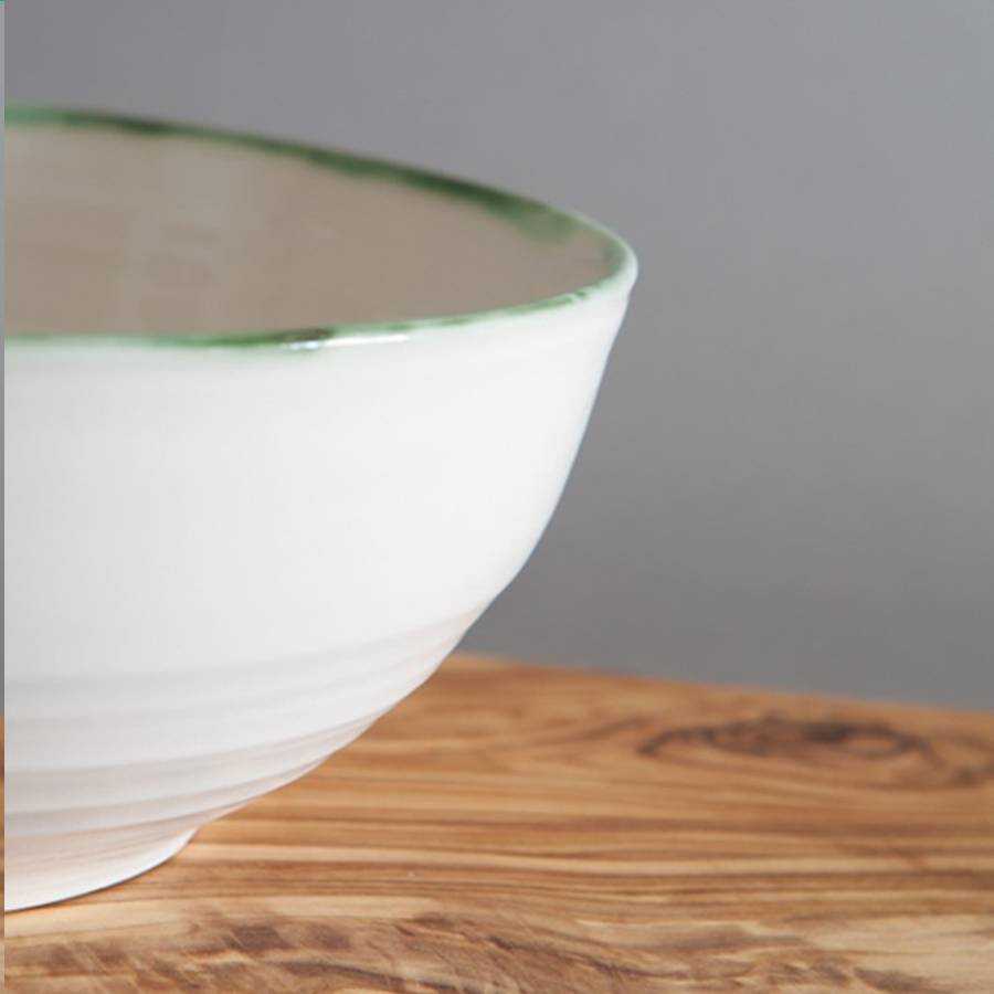 ceramic porcelain copper green rim salad bowl by kirsty adams ceramics