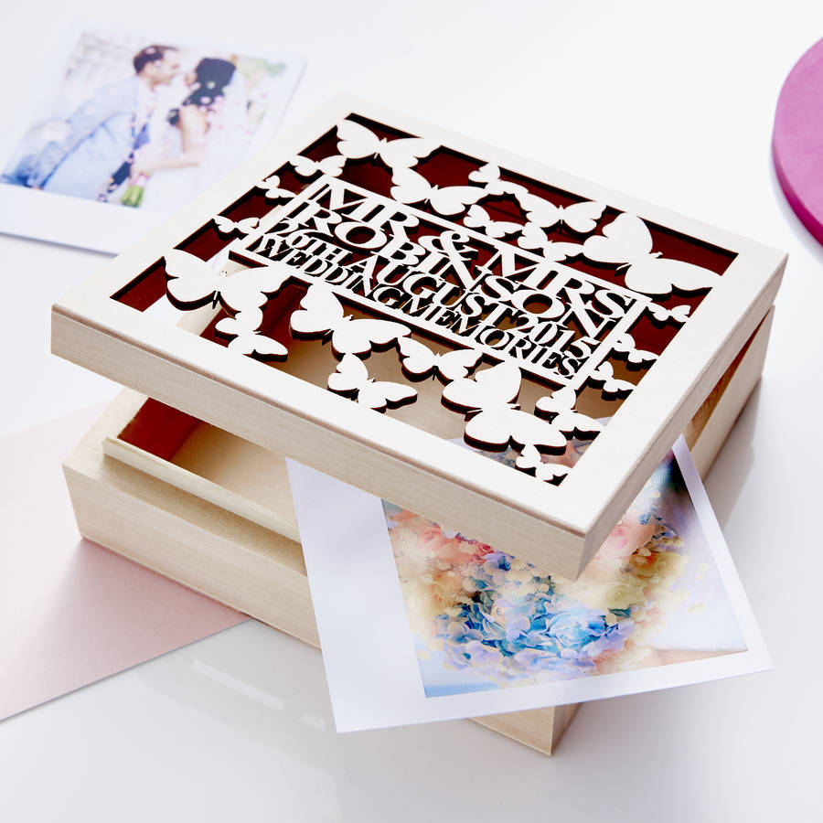 personalised butterfly wedding keepsake box by sophia victoria joy