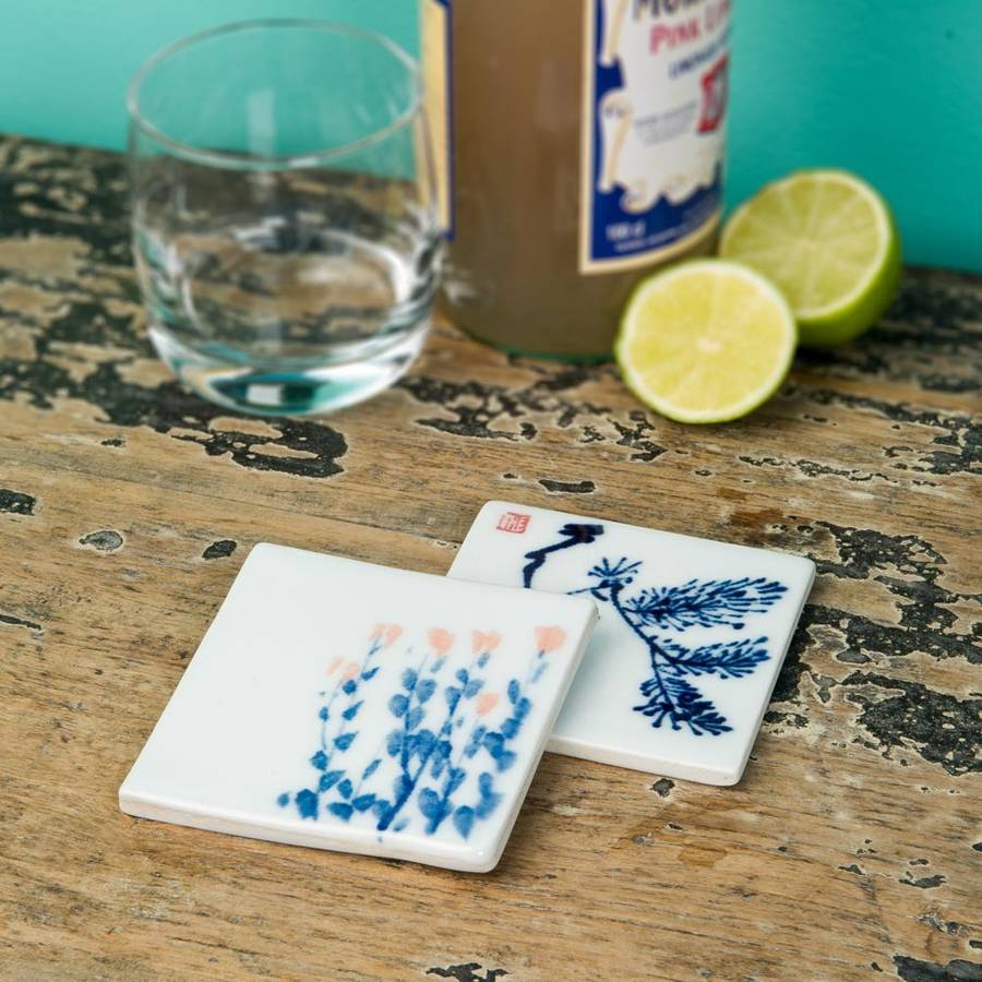 handpainted ceramic coasters by orchid