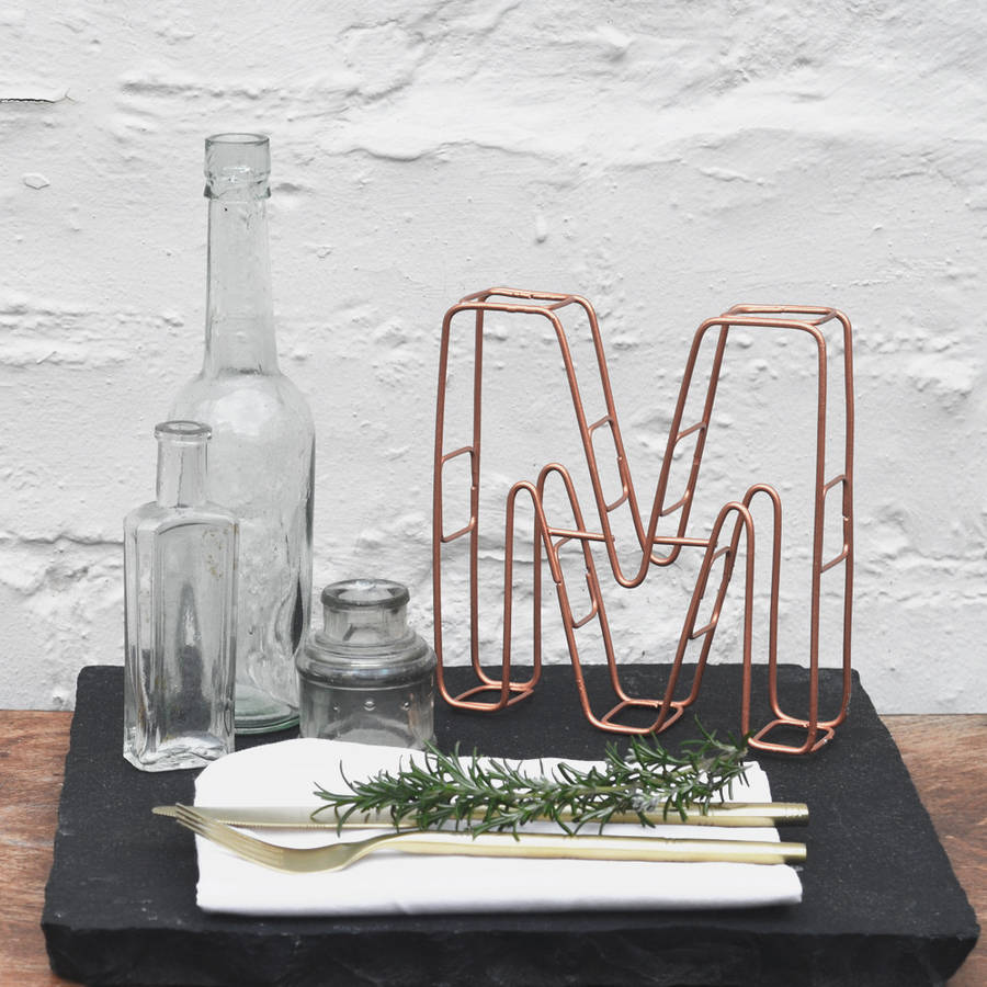 metallic copper wire alphabet letters by the letter loft