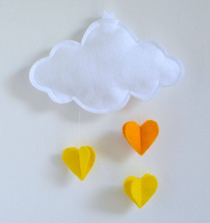 cloud baby mobile with hearts by littlenestbox