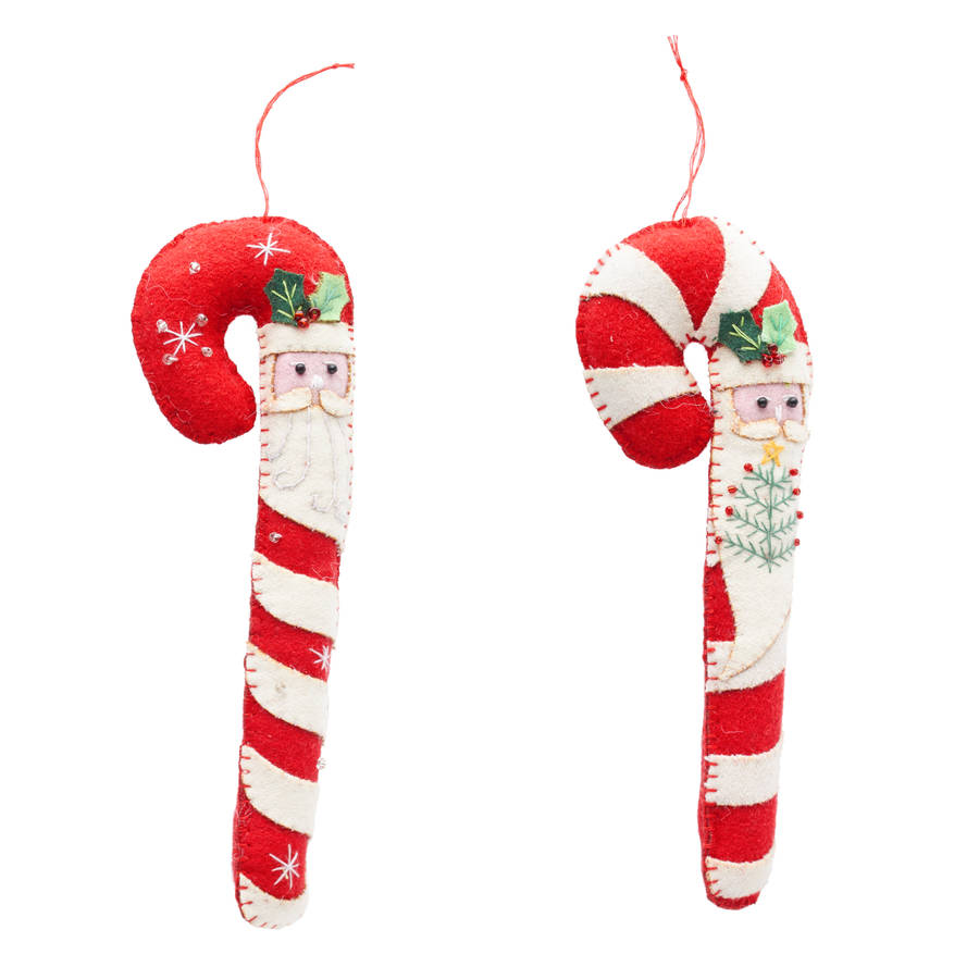 felt santa candy cane decoration by the christmas home