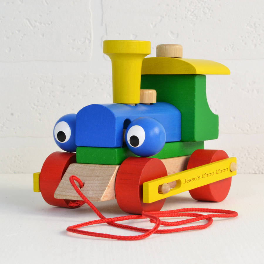 personalised wooden train take apart and pull along toy by ...