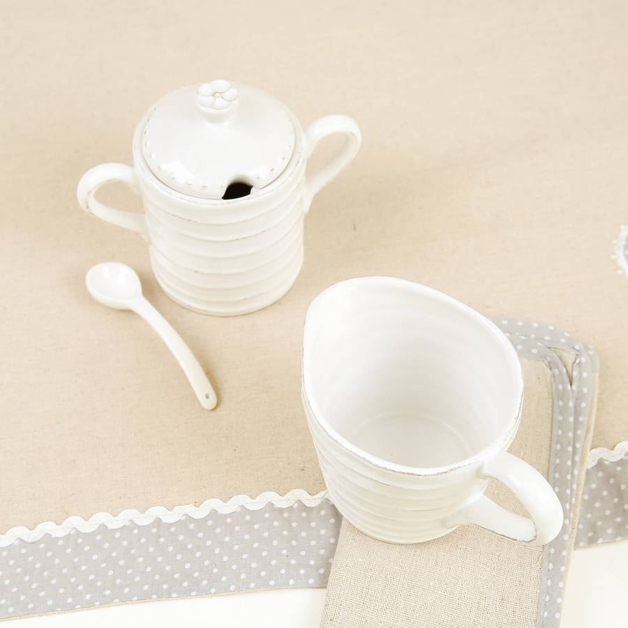 farmhouse ripple sugar pot and creamer set by dibor